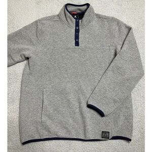 Gerry Henley Sweater Adult XL Grey Navy Pullover‎ Snap Long Sleeve Pockets Mens